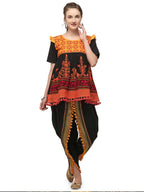 Black yellow unique Handloom Cotton  kedia with baby yoke and pants set (MF8004)