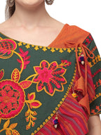 Orange angrakha pink frill kedia with off white bordered tulip pant (MF8009)