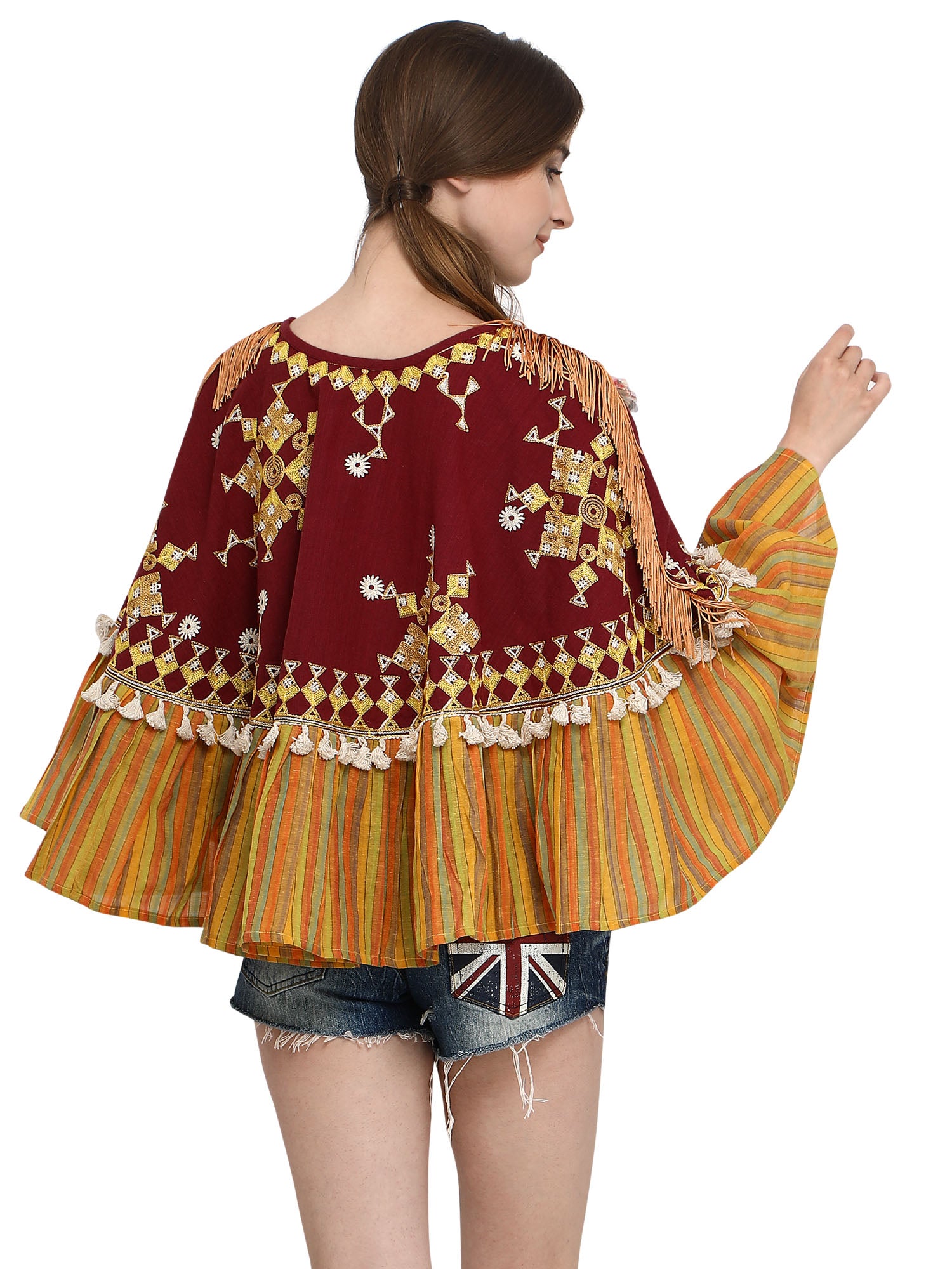 Deep Wine Mono Tone Lining Frill Photo With 3D Flowers (MF9000)