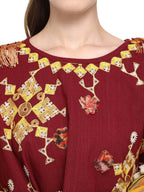 Deep Wine Mono Tone Lining Frill Photo With 3D Flowers (MF9000)