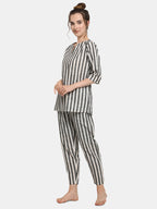 Grey Striped Long Nightsuit Set (MFNIGHT2535)