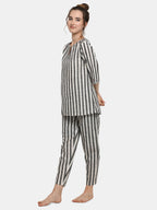 Grey Striped Long Nightsuit Set (MFNIGHT2535)