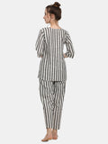 Grey Striped Long Nightsuit Set (MFNIGHT2535)