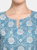 Blue Printed Top Long Nightsuit Set (MFNIGHT2536)