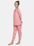 Red Striped Long Nightsuit Set (MFNIGHT2539)