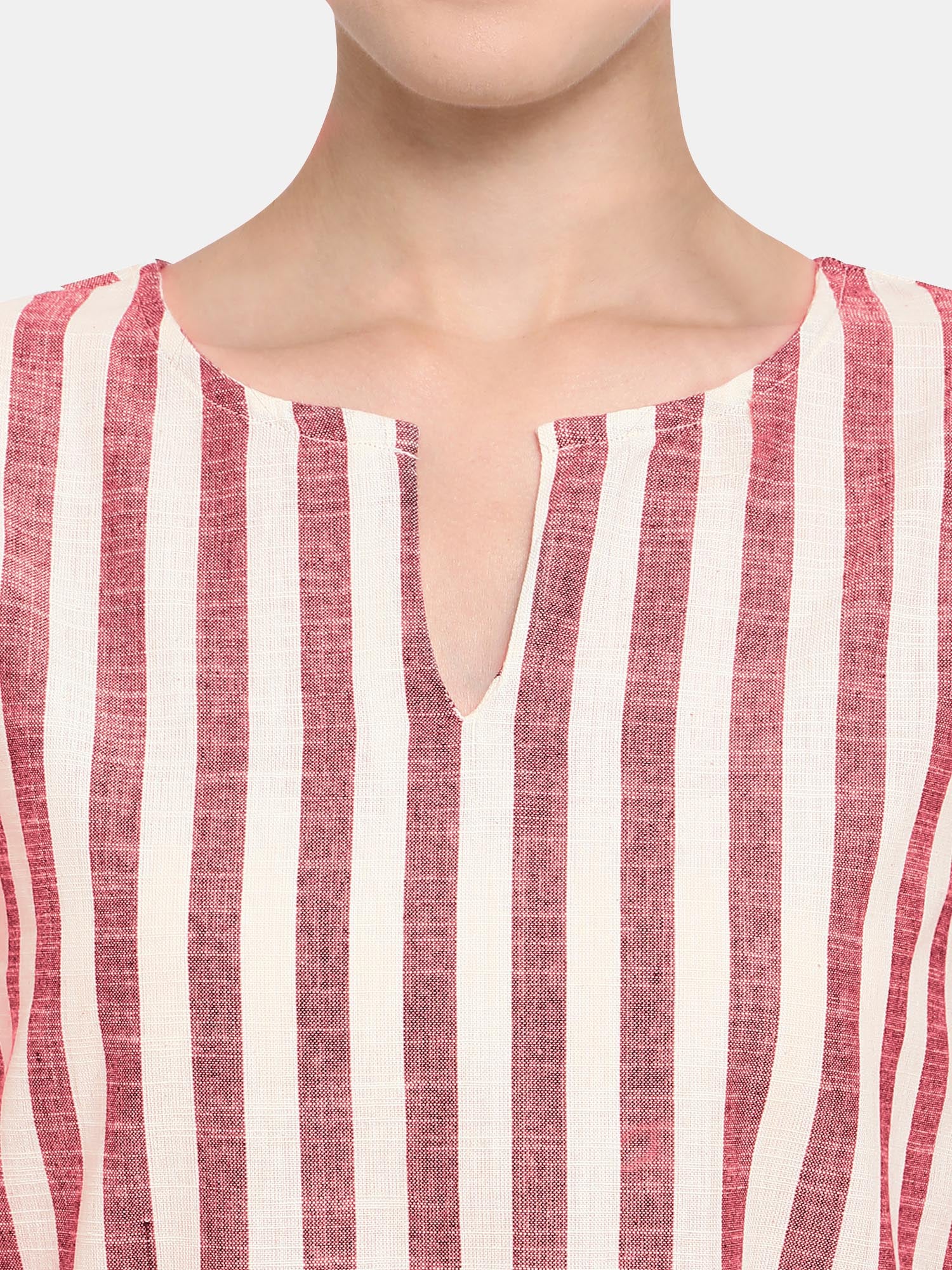 Red Striped Long Nightsuit Set (MFNIGHT2539)