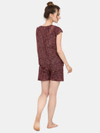Deep wine Cotton Short Nightsuit Set (MFNIGHT2521)