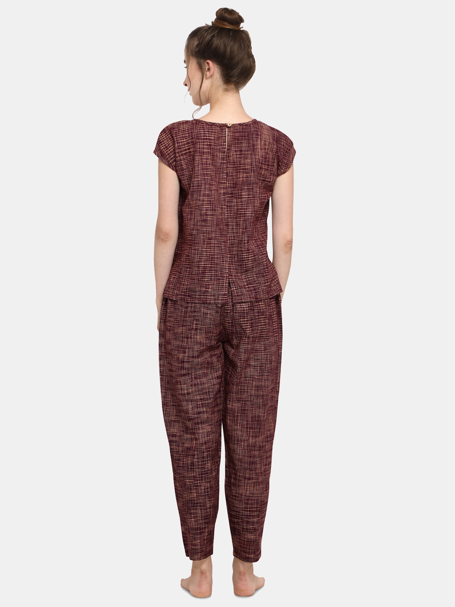 Deep wine Cotton Long Nightsuit Set (MFNIGHT2522)