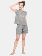 Grey Slub cotton Short Nightsuit Set (MFNIGHT2523)
