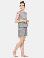 Grey Slub cotton Short Nightsuit Set (MFNIGHT2523)