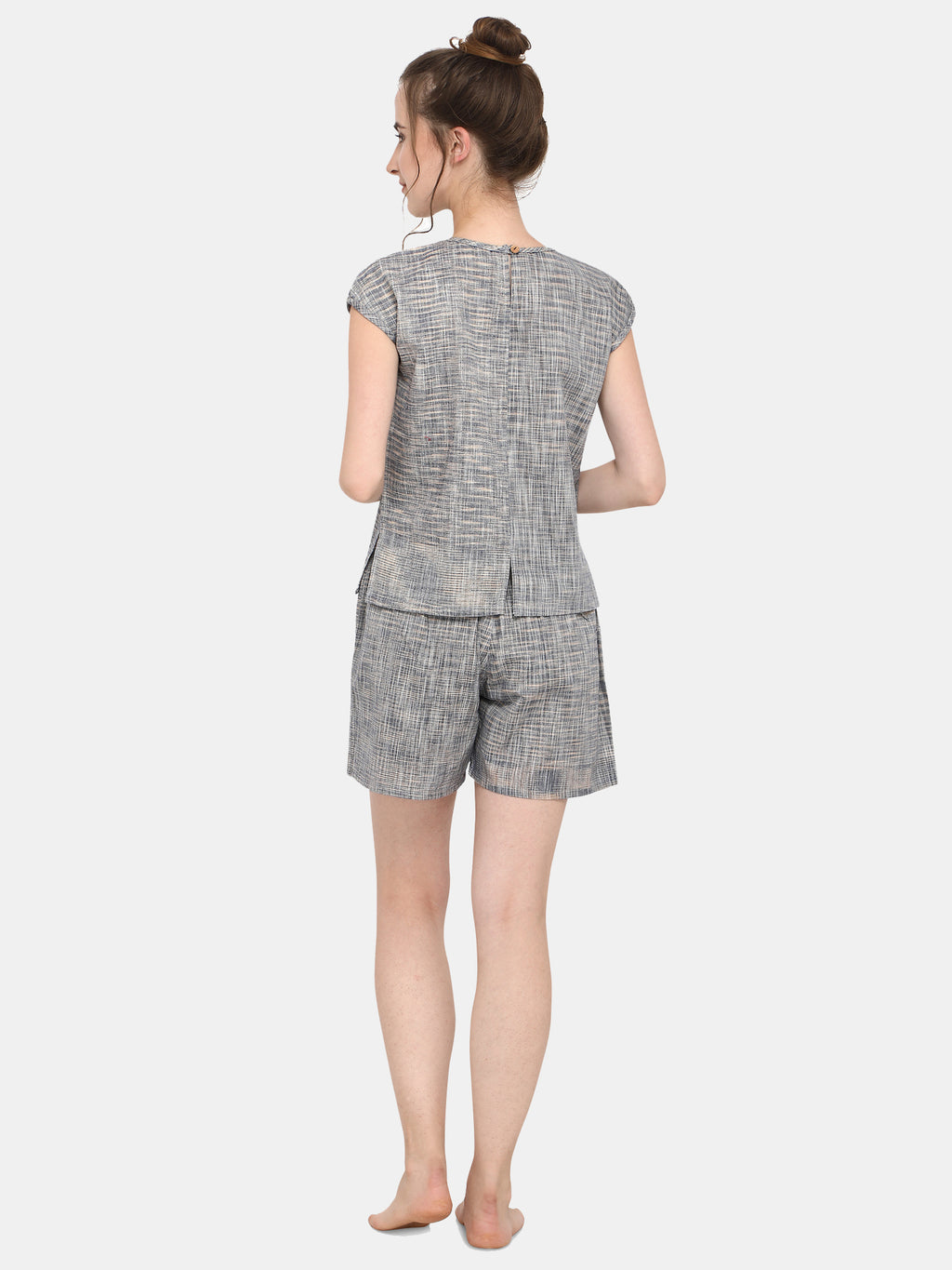 Grey Slub cotton Short Nightsuit Set (MFNIGHT2523)