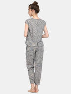 Grey Slub Cotton Long Nightsuit set (MFNIGHT2524)