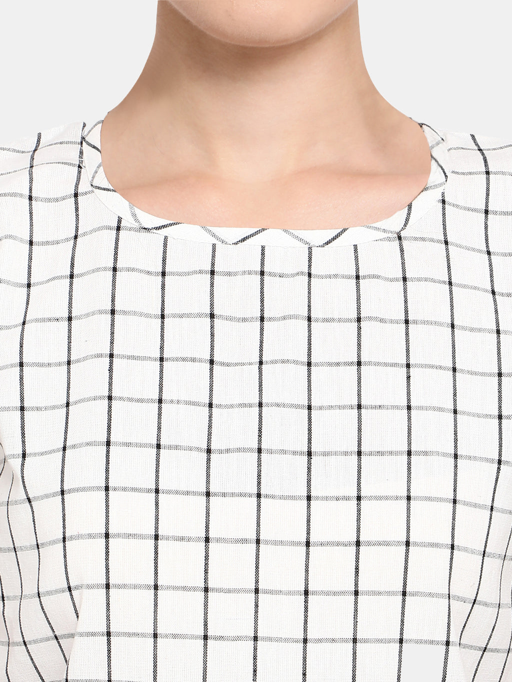 White Checkered Cotton Short Nightsuit Set (MFNIGHT2525)