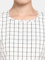 White Checkered Cotton Short Nightsuit Set (MFNIGHT2525)