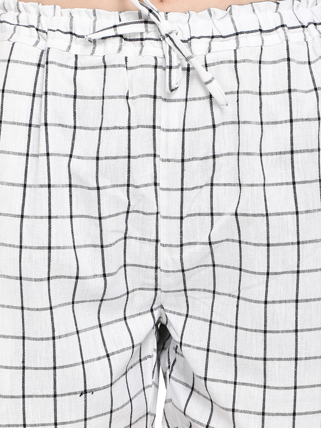 White Checkered Cotton Short Nightsuit Set (MFNIGHT2525)