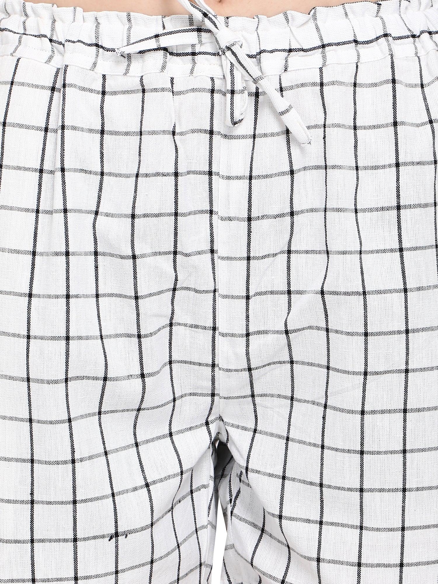 White Checkered Cotton Short Nightsuit Set (MFNIGHT2525)