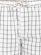 White Checkered Cotton Long Night Suit Set (MFNIGHT2526)