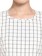 White Checkered Cotton Long Night Suit Set (MFNIGHT2526)