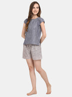 Striped Drop shoulder Short Nightsuit Set (MFNIGHT2527)