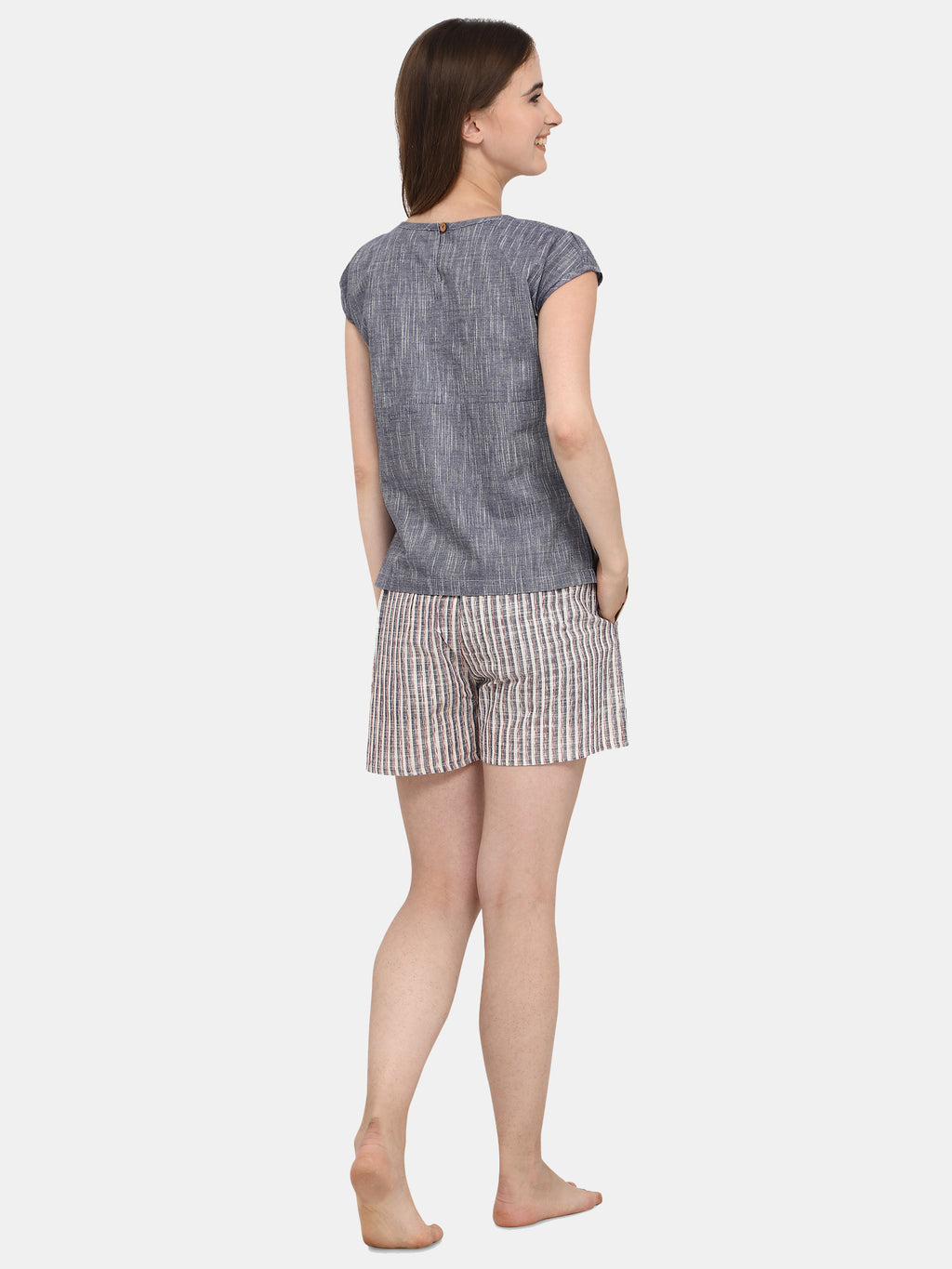 Striped Drop shoulder Short Nightsuit Set (MFNIGHT2527)