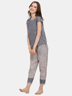 Striped Drop Shoulder Long Nightsuit Set (MFNIGHT2528)