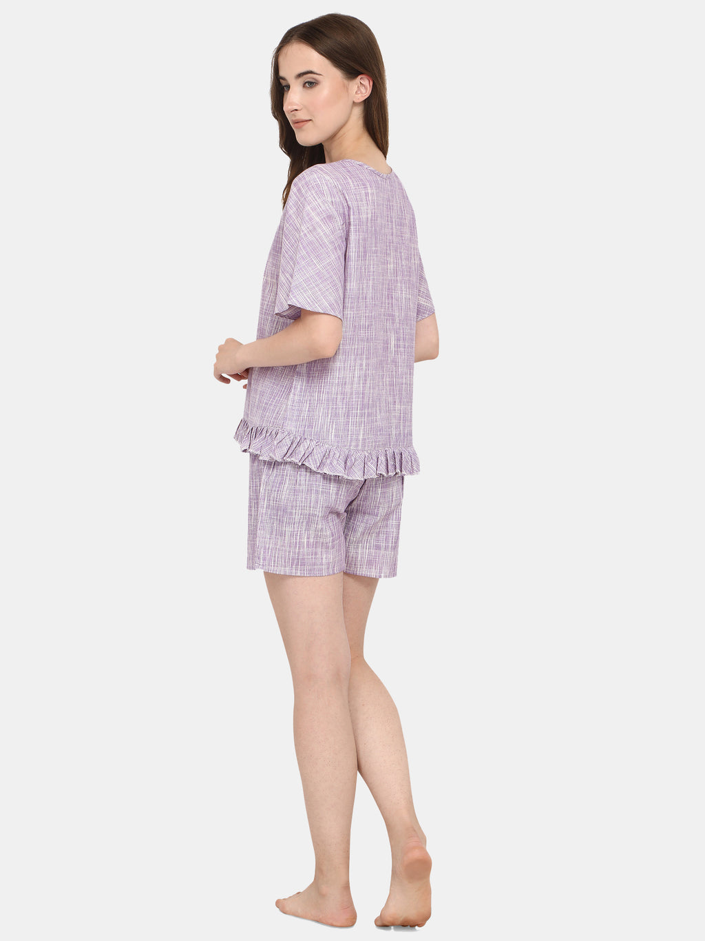 Lavender Cotton Short Nightsuit Set (MFNIGHT2529)