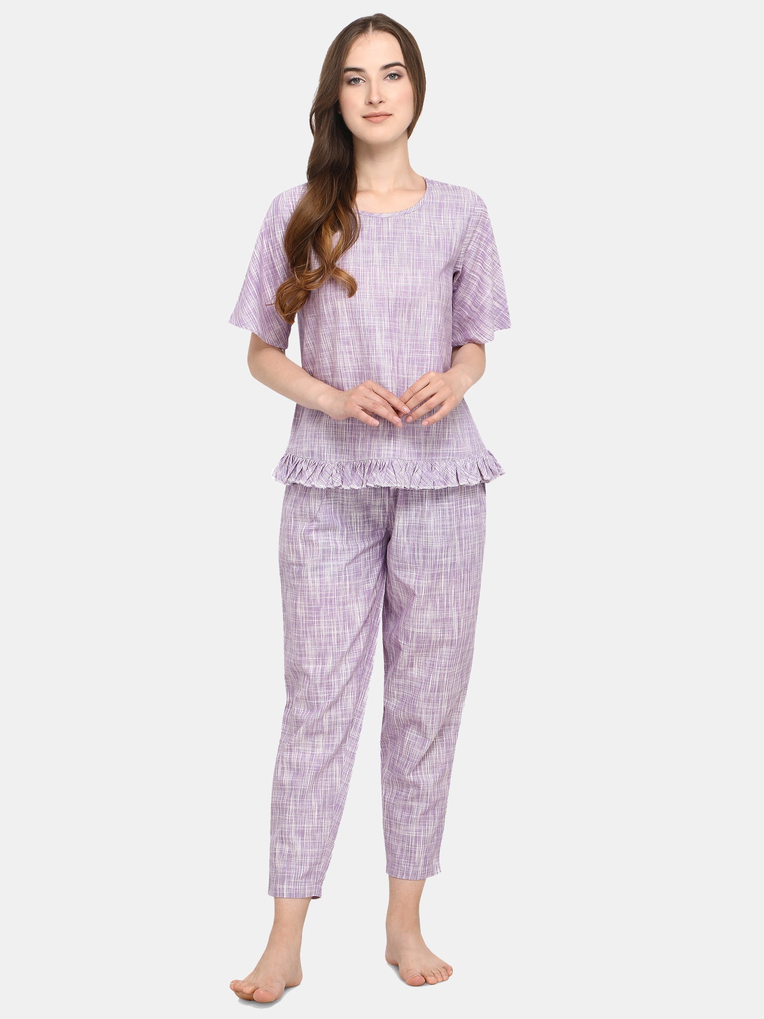Lavender Cotton pajama Night Suit Set (MFNIGHT2530)