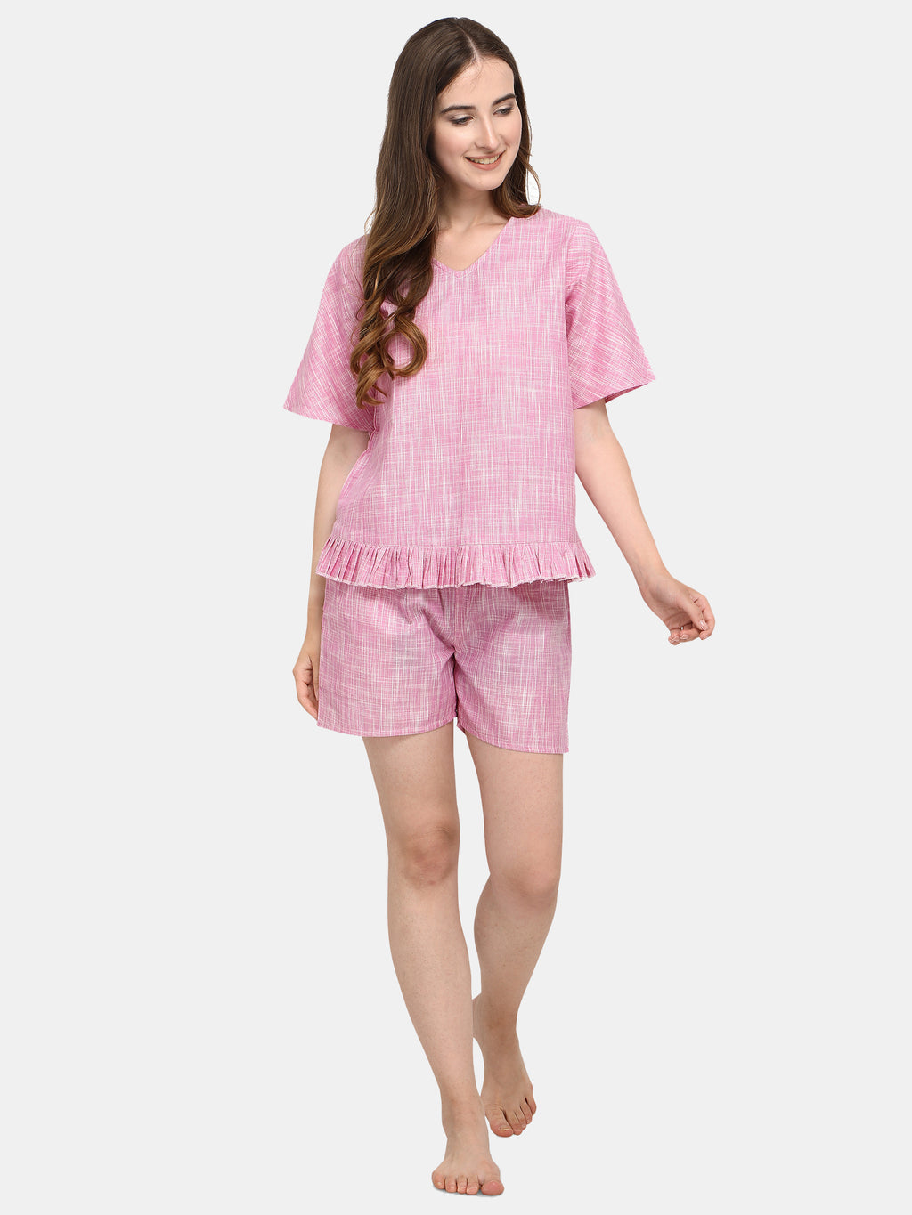 Baby Pink Short Nightsuit Set (MFNIGHT2531)