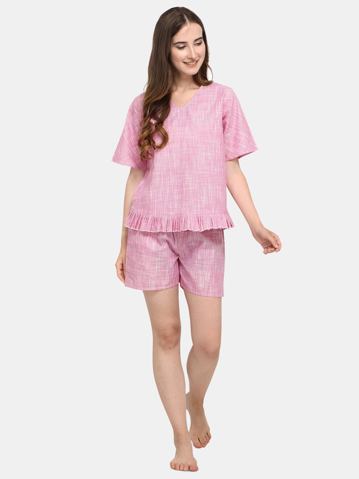 Baby Pink Short Nightsuit Set (MFNIGHT2531)