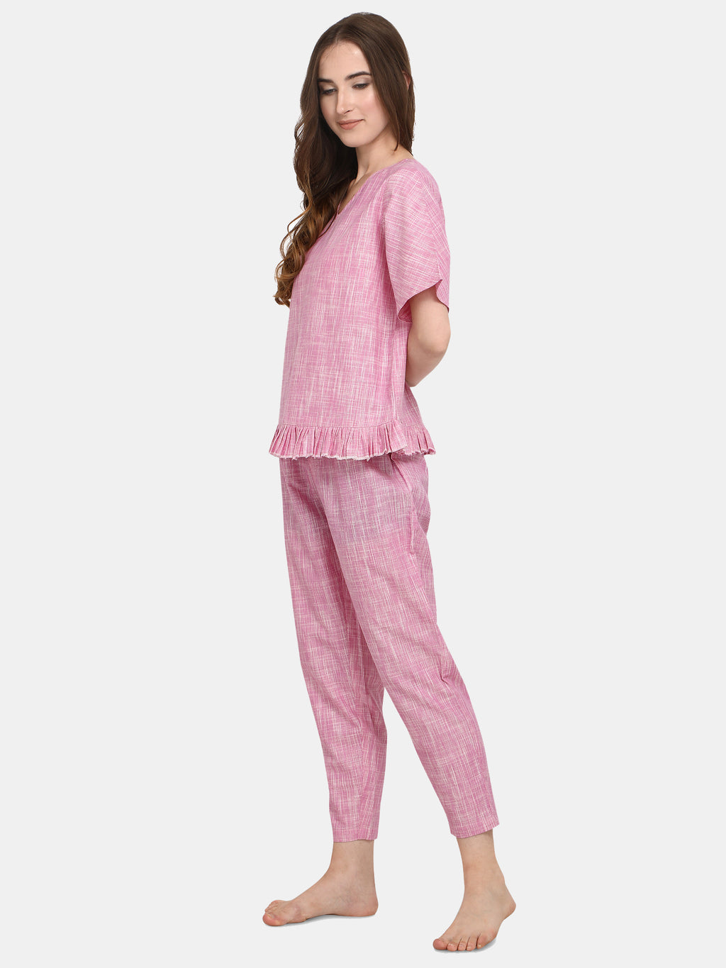 Baby Pink Long Nightsuit Set (MFNIGHT2532)