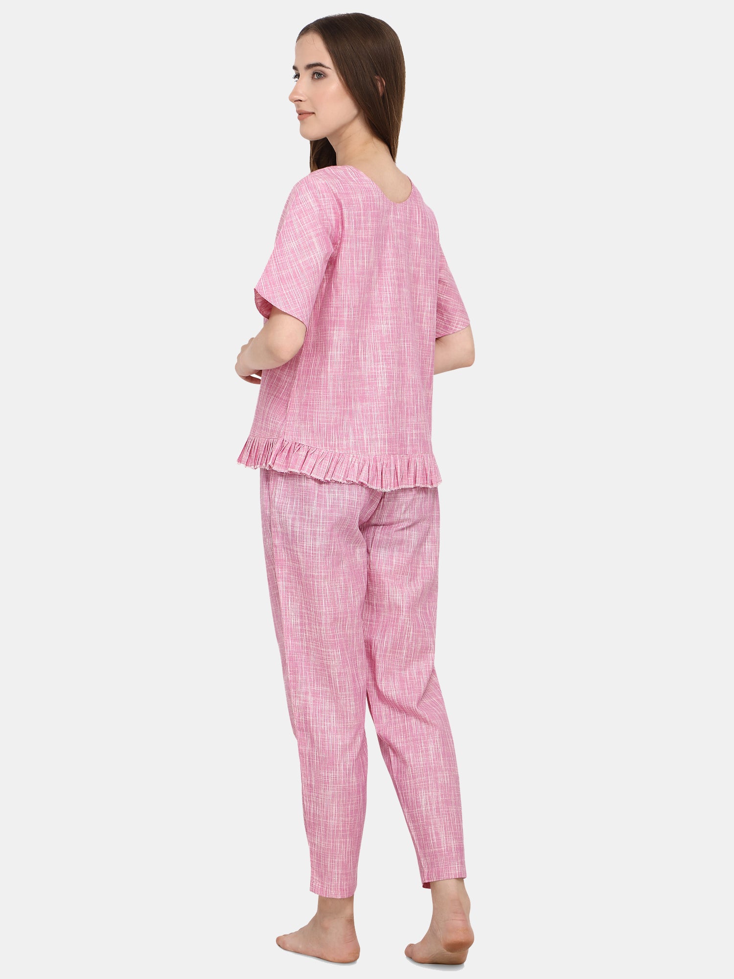 Baby Pink Long Nightsuit Set (MFNIGHT2532)