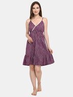 Purple Stripe Cotton Nighty (MFNIGHT2533)