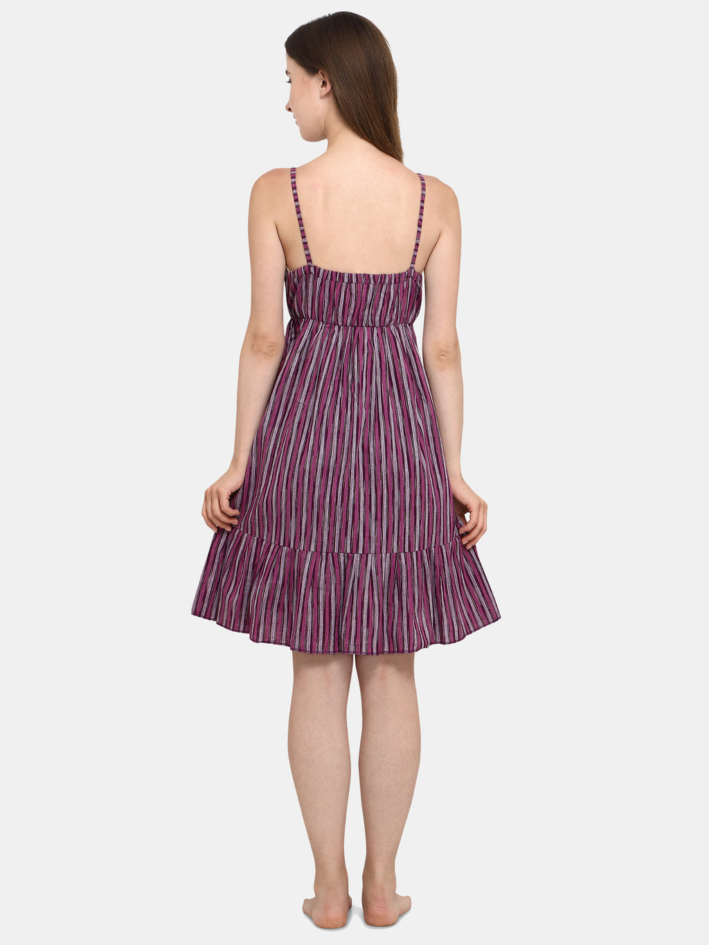 Purple Stripe Cotton Nighty (MFNIGHT2533)