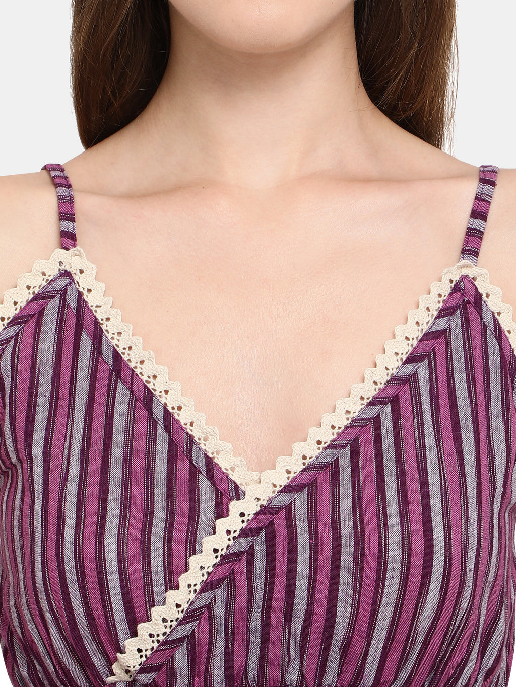 Purple Stripe Cotton Nighty (MFNIGHT2533)