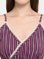 Purple Stripe Cotton Nighty (MFNIGHT2533)