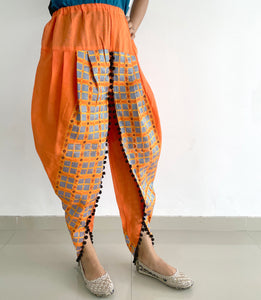 Orange dhoti with embroidery (MFDHOTI16)
