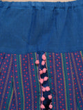 Blue Dhoti with pink print and pink pom pom detailing (MFDHOTI22)