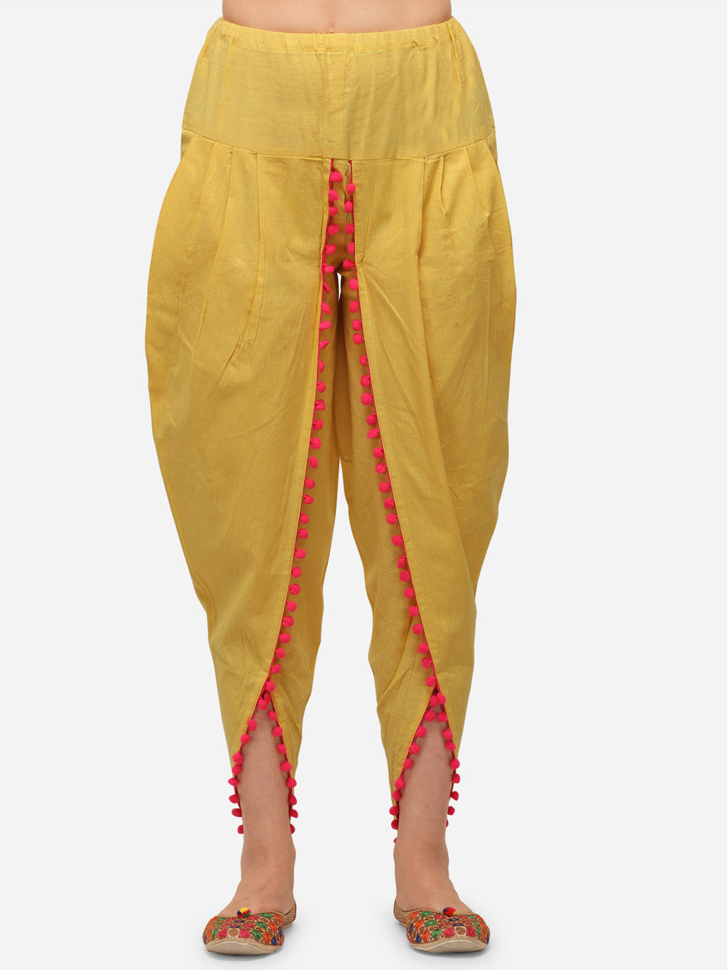 Mustard Dhoti with Red pompom detailing (MFDHOTI03)