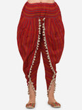 Multicoloured striped Dhoti with lace detailing (MFDHOTI04)