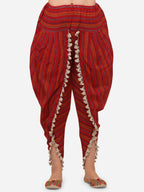 Multicoloured striped Dhoti with lace detailing (MFDHOTI04)