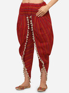 Multicoloured striped Dhoti with lace detailing (MFDHOTI04)