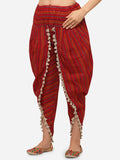 Multicoloured striped Dhoti with lace detailing (MFDHOTI04)
