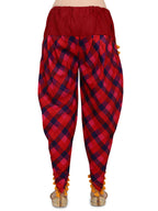 Red and Maroon check dhoti with pompon lace (MFDHOTI06)