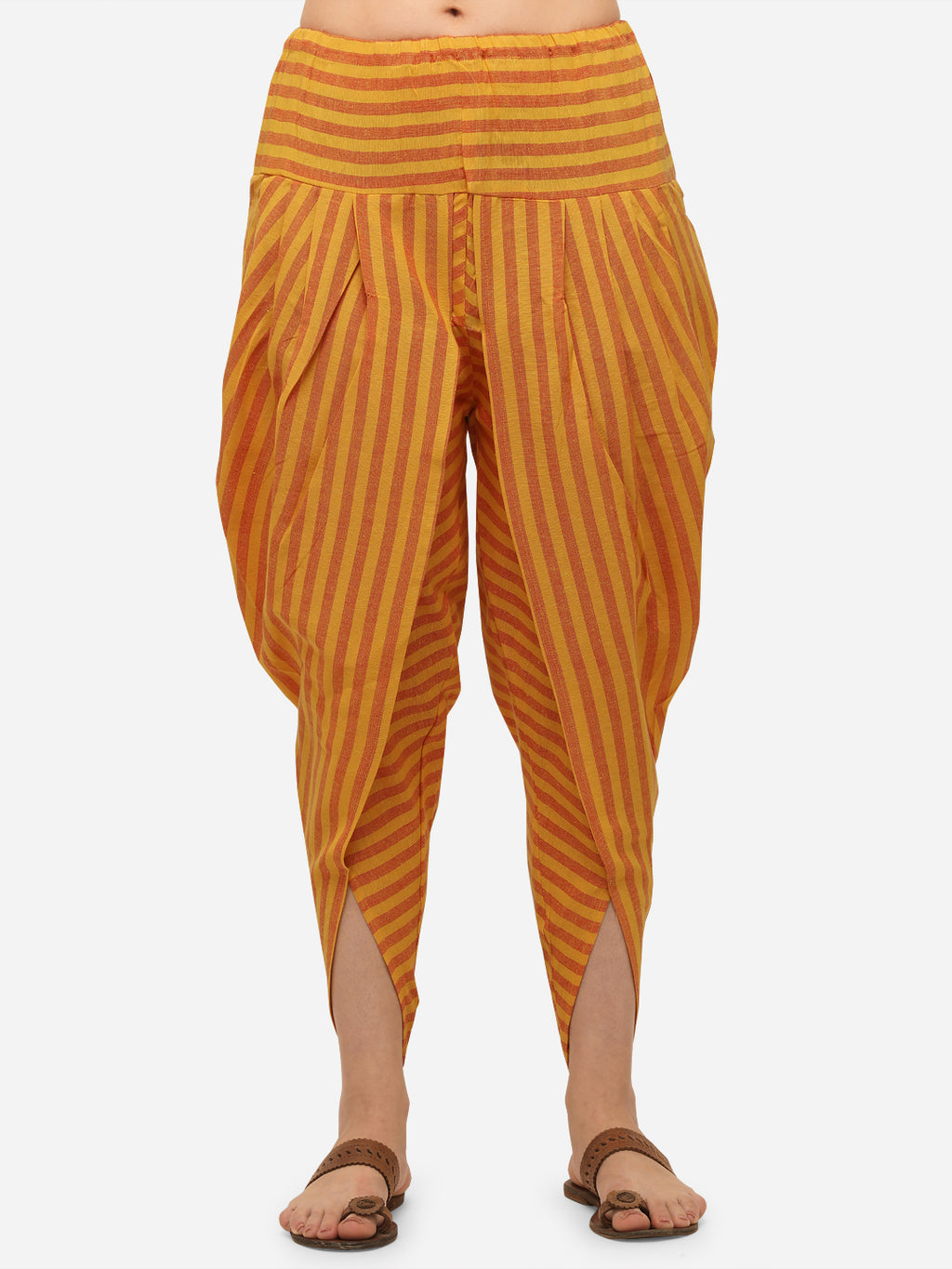 Mustard and Brown Striped Dhoti (MFDHOTI07)