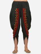 Bottle Green dhoti with Multicoloured embroidery at the edges (MFDHOTI08)