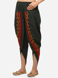 Bottle Green dhoti with Multicoloured embroidery at the edges (MFDHOTI08)