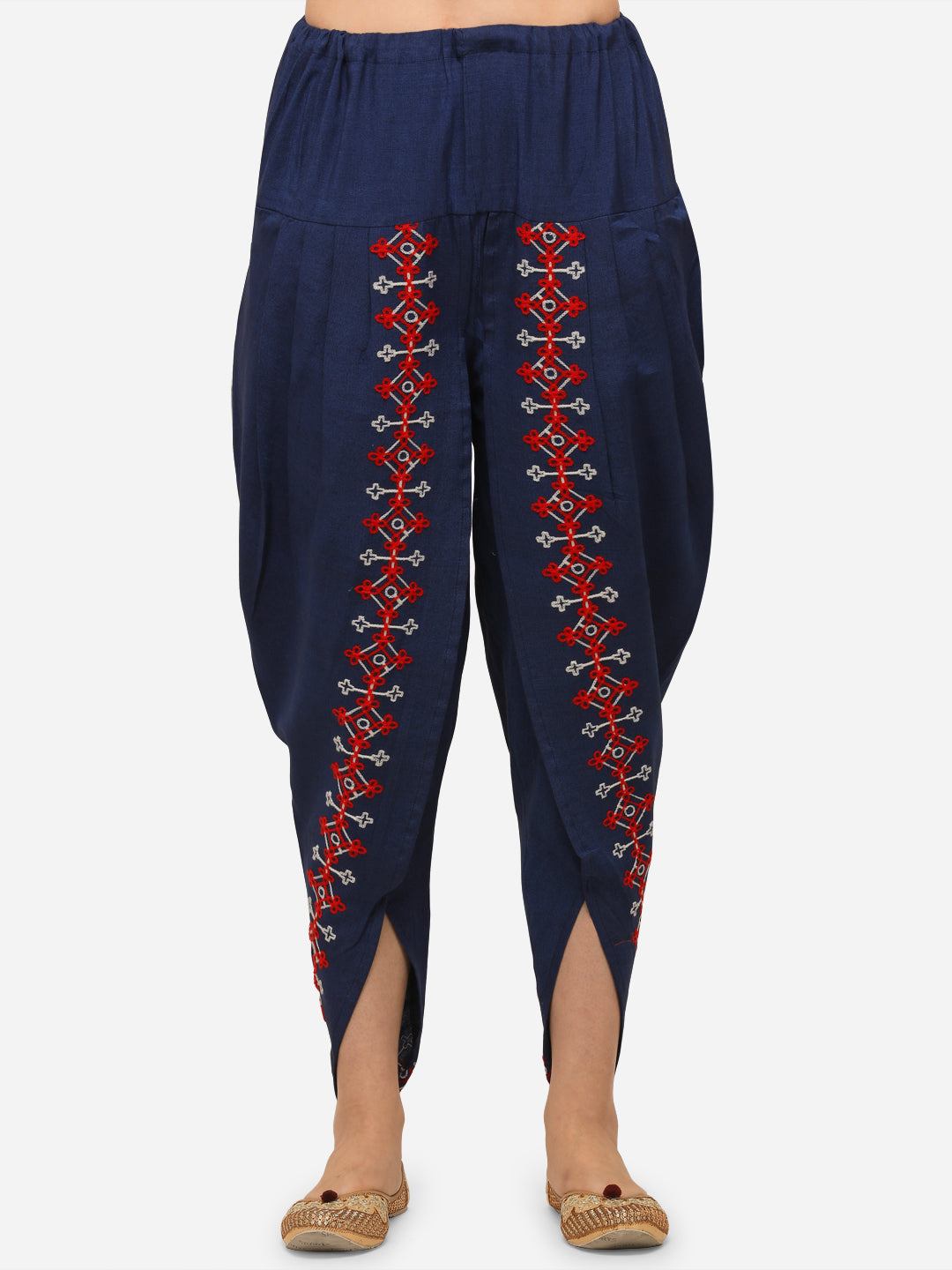 Navy Blue Dhoti with Red embroidery highlighted (MFDHOTI09)