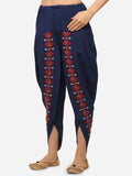 Navy Blue Dhoti with Red embroidery highlighted (MFDHOTI09)
