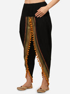 Black Dhoti with Zari Boarder and Pom pom detailing (MFDHOTI10)
