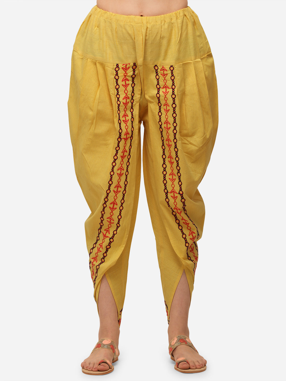 Mustard Dhoti wth beautiful embroidery at the edges (MFDHOTI11)